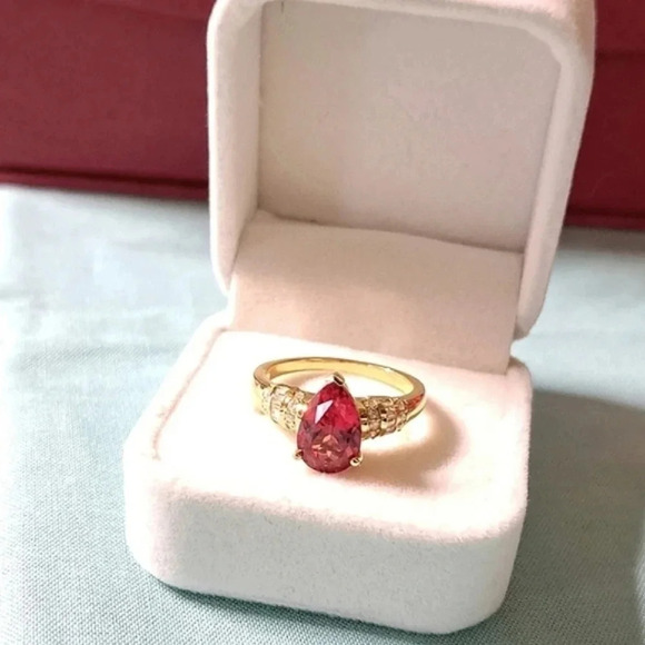 Padparadscha Sapphire & Genuine Moissanite Ring. - Picture 6 of 7